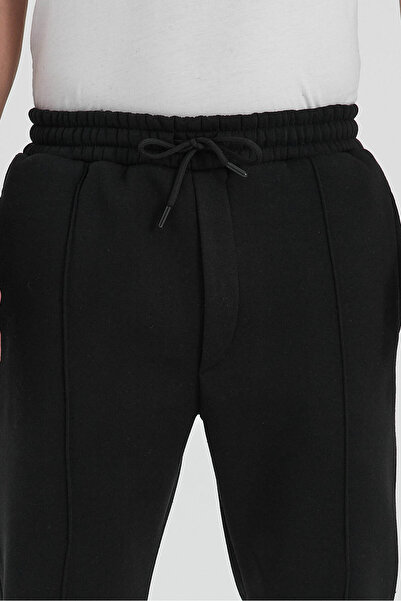 THE RULE Ανδρικές φαρδιές ραφές Λεπτομερές χειμωνιάτικο 3 νήμα ράστερ Loose Cut ίσιο πόδι μαύρο φούτερ Rf0502