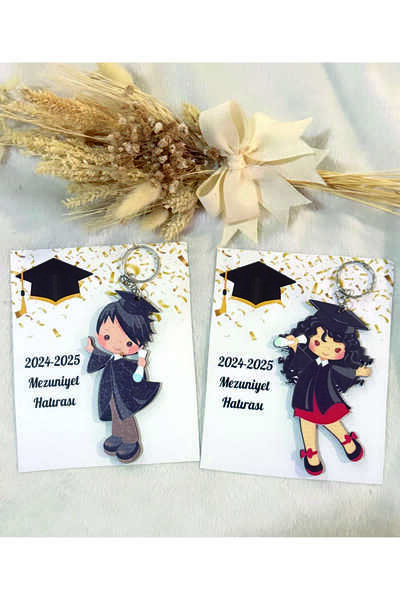 Ege ajans 10 adet (kartlı ve jelatinli) mezuniyet ahşap anahtarlık