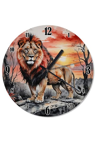 Tablomega Lion on Sunset Design Wall Clock