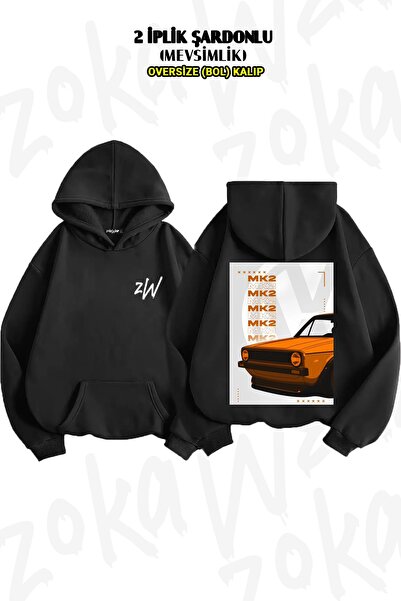 ZOKAWEAR Φούτερ Volkswagen Golf Mk2 με στάμπα με κουκούλα μεγάλου μεγέθους - ...