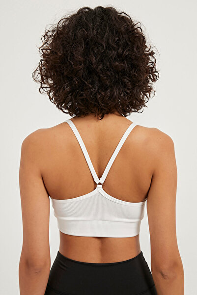 Arma Life Women's Sports Bra Ribbed Strap White Bustier