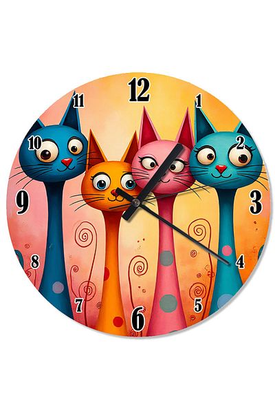 Tablomega Colorful Cats World Special Design Wall Clock