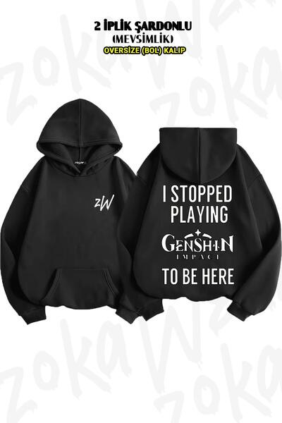 ZOKAWEAR Genshin Impact Shoulder Printed Oversize Hooded Sweatshirt - 2 Thread