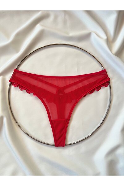 rapuket Kırmızı Arka Taşlı Tanga