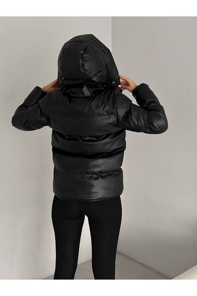 Zeliza Moda Evi Fiber Hooded Women's Puffer Jacket with Pockets - Wind and Waterproof
