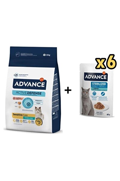 Advance Somonlu Kısırlaştırılmış Kedi Maması 10 Kg + 6 Adet Advance Morina Ba...