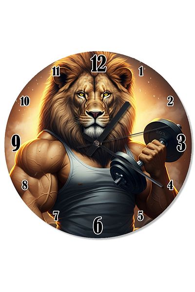 Tablomega Muscular Lion and Dumbbell Flowing Wall Clock