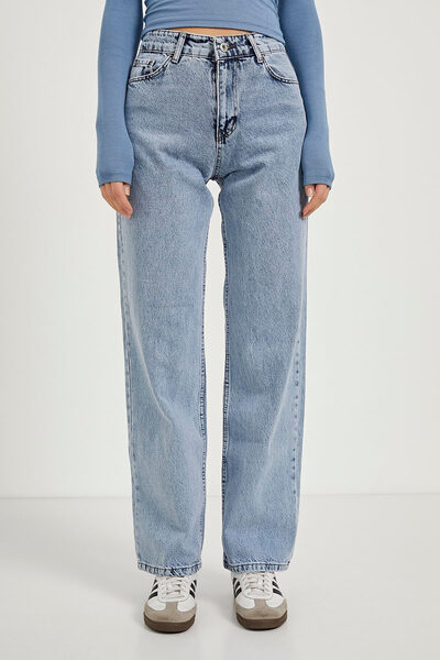 Arma Life Kadın Yüksek Bel Basic Buz Mavi Baggy Kot Pantolon