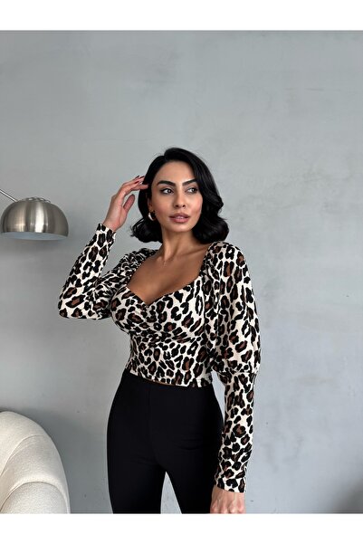 alanora Dámská blůza s leopardím vzorem a detaily Glop