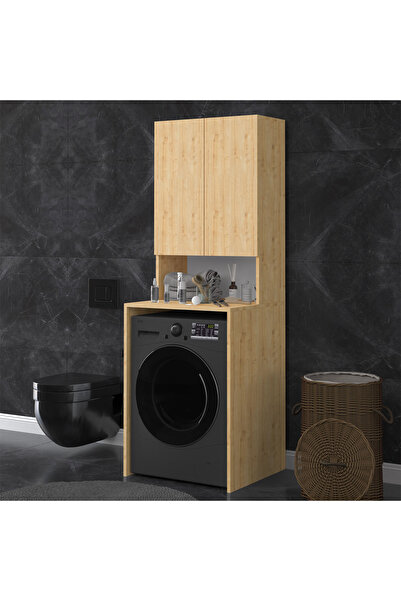 asratrend Asra Trend MDF Çamaşır Makinesi Üstü Banyo Dolabı - Kapaklı Depolam...