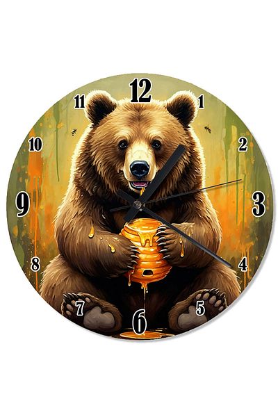 Tablomega Happy Bear Holding Honey Special Design Wall Clock