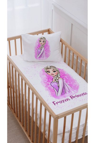 Lilabio Pink Elsa - 100% Cotton Side Crib Duvet Cover Set (60X100)