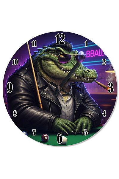 Tablomega Billiards and Crocodile Patterned Wall Clock