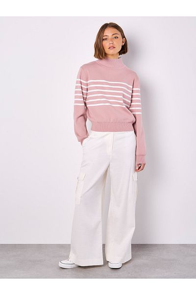 Apricot Streifen-pullover Mit Rundhalsausschnitt