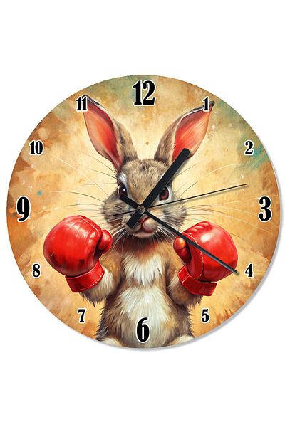 Tablomega Rabbit Decorative Wall Clock with Boxing Gloves
