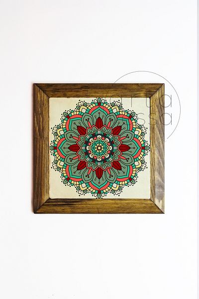 Artavessa Панел за картина с рамка от масивно дърво, камък, 16 x 16 см - Пролет и птици 7