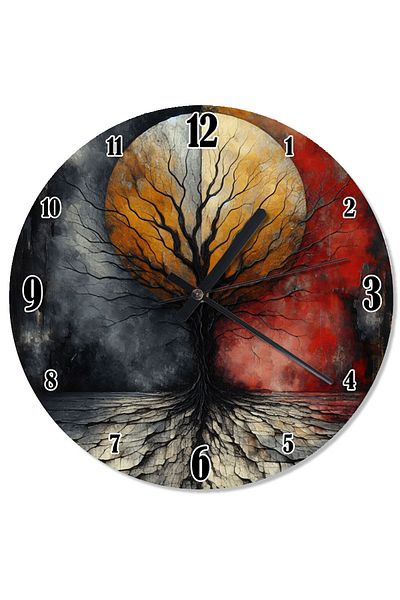 Tablomega Red and Black Tree Decorative Wall Clock