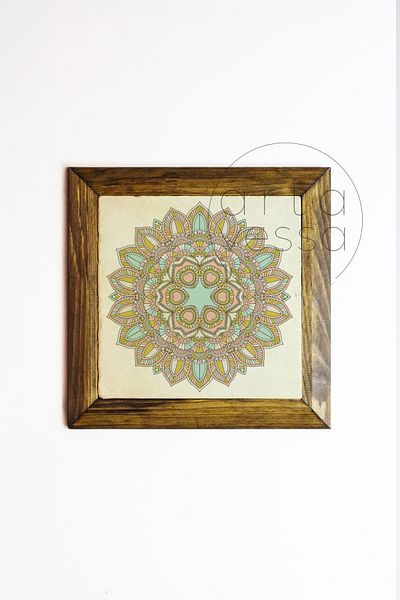 Artavessa Панел за картина с рамка от масивно дърво, 16 x 16 см - Мандала 2