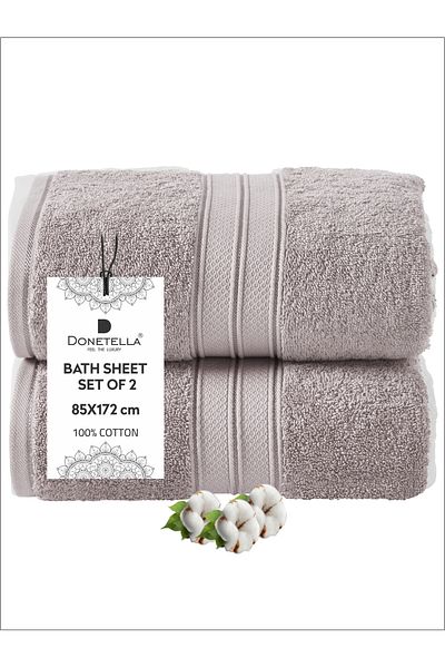 Donetella 2 - Pcs Premium Bath Sheet (85x172cm ) 600 GSM 100% Combed Cotton