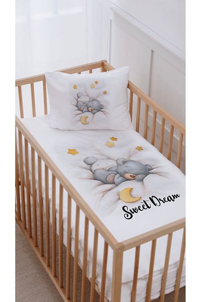 Lilabio 100% Cotton Park Bed Crib Bedding Set (70X120) Sleepy Baby Teddy Bear