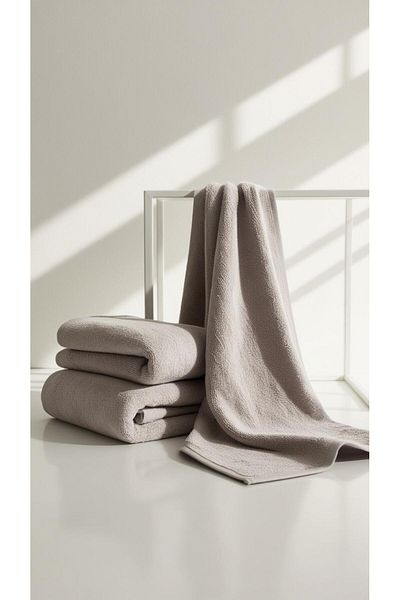 Bursalı Home Collection Gray Color 100% Cotton Body Towel Cotton Large Towel 70X140 cm