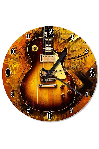 Tablomega Gold Colored Guitar Flowing Wall Clock