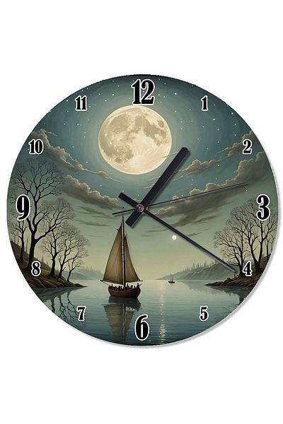 Tablomega Silent Sailing in Moonlight Analog Wall Clock