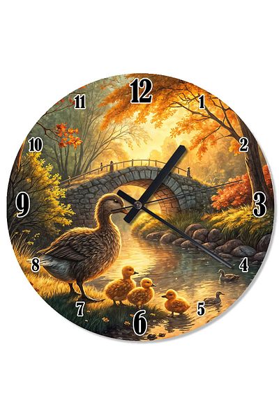 Tablomega Golden Bridge and Ducklings Special Design Wall Clock