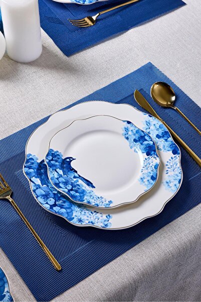 Perotti Porselen Blue Bird Bone 24 Parça 6 Kişilik Yemek Takımı