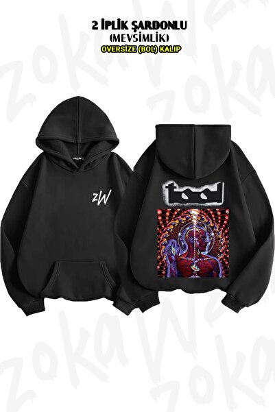 ZOKAWEAR Oversize Tool Back Printed Hooded Sweatshirt (2 Thread)