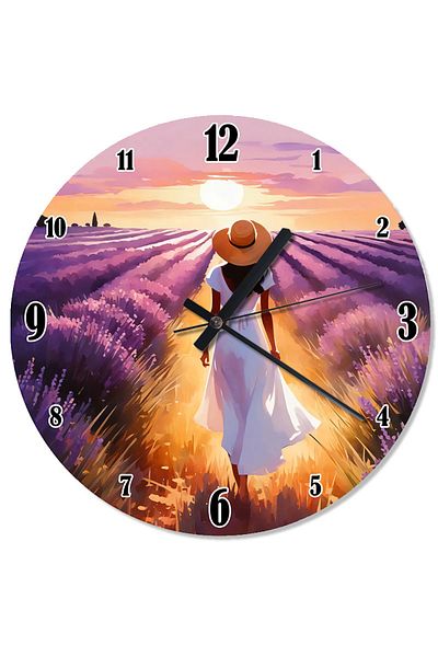 Tablomega Woman Walking in a Field of Lavender Analog Wall Clock