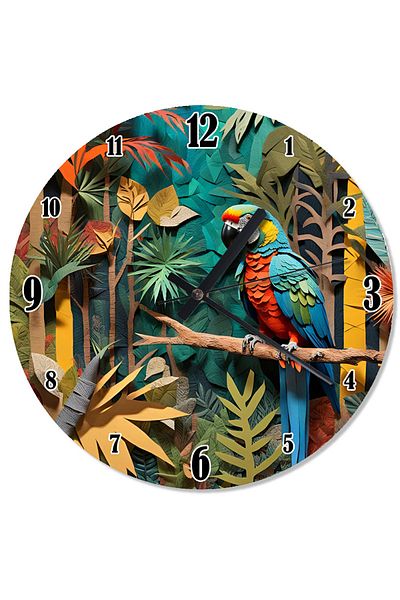 Tablomega Tropical Parrot Jungle Analog Wall Clock