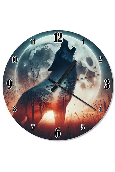 Tablomega Wolf Silhouette Design Wall Clock in Moonlight
