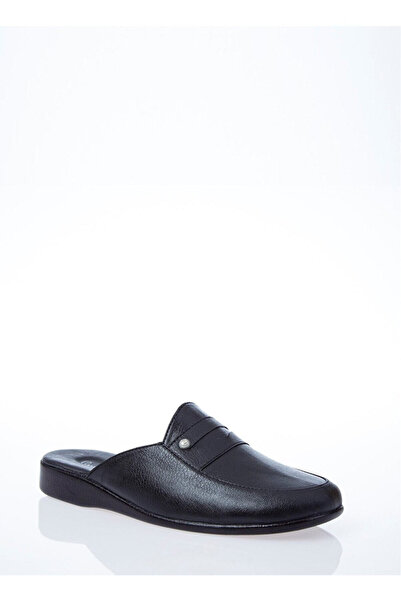 Pierre Cardin Μαύρες ανδρικές δερμάτινες παντόφλες - Pc-0288