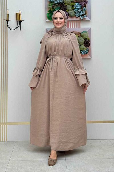 Bym Fashion Φόρεμα Mink Ruffle με λεπτομέρεια 3925