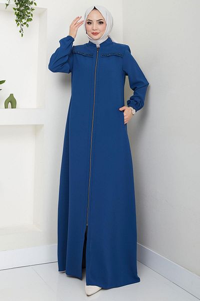 hafsamina Indigo Ferace - Gala Stone Detailed, Hm2313