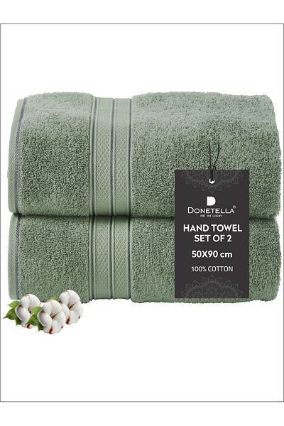Donetella 2 - Pcs Premium Hand Towels (50x90cm ) 600 GSM 100% Combed Cotton