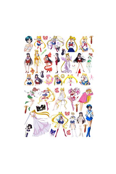 Ororabutik Σετ αυτοκόλλητων Anime Sailor Moon 48 τμχ - Σετ αυτοκόλλητων Scrapbook Bullet Journal