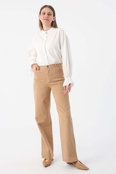ALLDAY Παντελόνι Wide Leg Lycra με Γάλα και Βαμβάκι