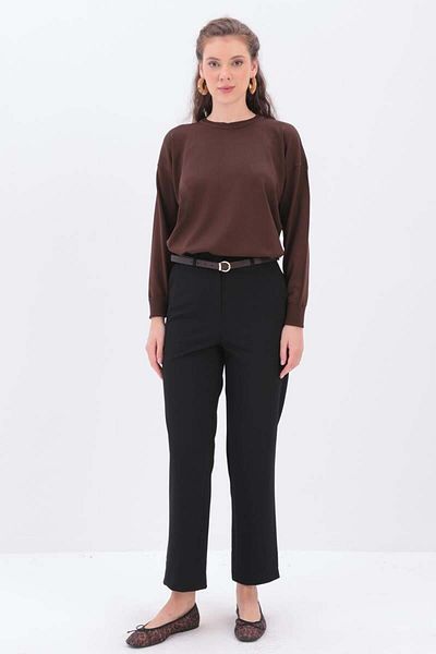 ALLDAY Pantaloni morcovi negri cu tiv