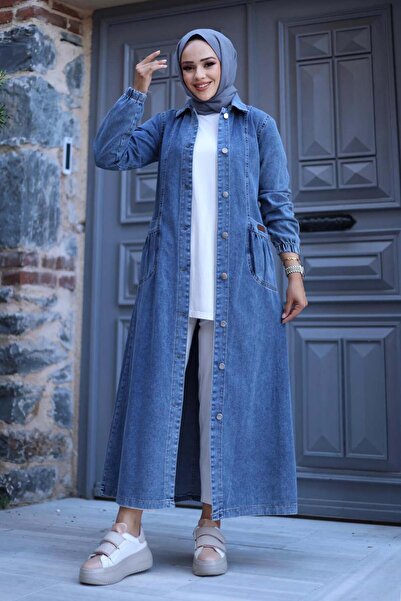 benguen 7929 Șapcă denim cu nasturi în față Albastru