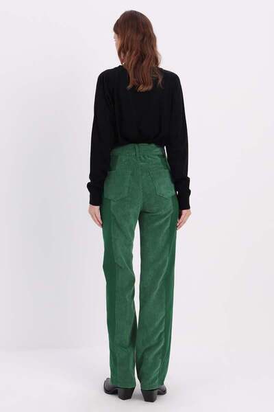 ALLDAY Green-Fabric Mixed Trousers