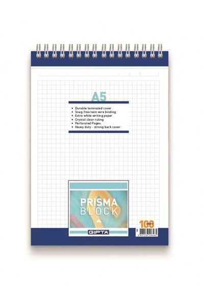 Gıpta 100 Sheets A5 Prisma Spiral Cardboard Cover Lined Notepad