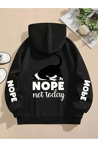 LAND MODA Unisex Φούτερ με κουκούλα και στάμπα NOPE