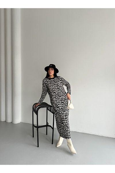 ÇAĞLA MODA 06 Rochie de tricotaj cu model leopard