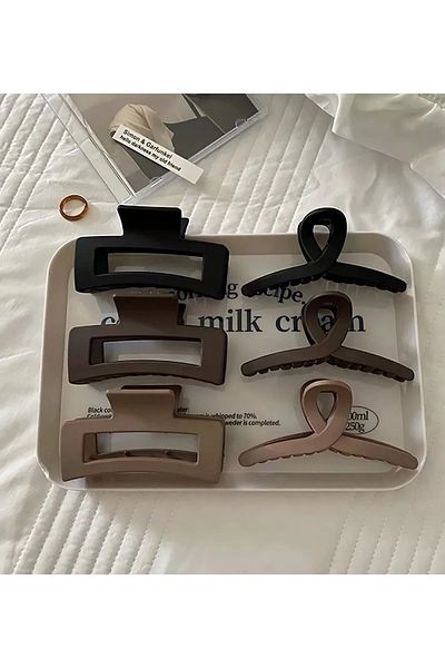white stars Set de 6 bucăți pentru femei, cu fundă dreptunghiulară, cu catarame, cleme colorate, păr 7 cm