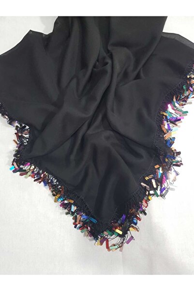 Cenk Tığ Oyası Renkli Pullu Siyah Cenk Yazma 4 Kenar İşlemeli