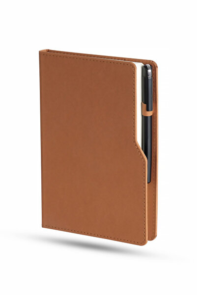 Copyder Hediyelik Kişiye Özel Baskılı Kahverengi Termo Deri Sert Kapkalı Deft...