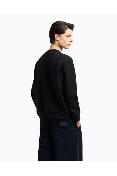 Emporio Armani Men's Black Printed Sweatshirt - Round Neck, Regular Fit, Long Sleeve Em 001052   Af10013-M