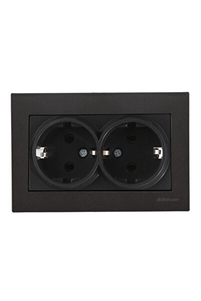 Mutlusan Rita Siyah Mekanizma Tuş Ikili Topraklı Priz Çerçeve Dahil